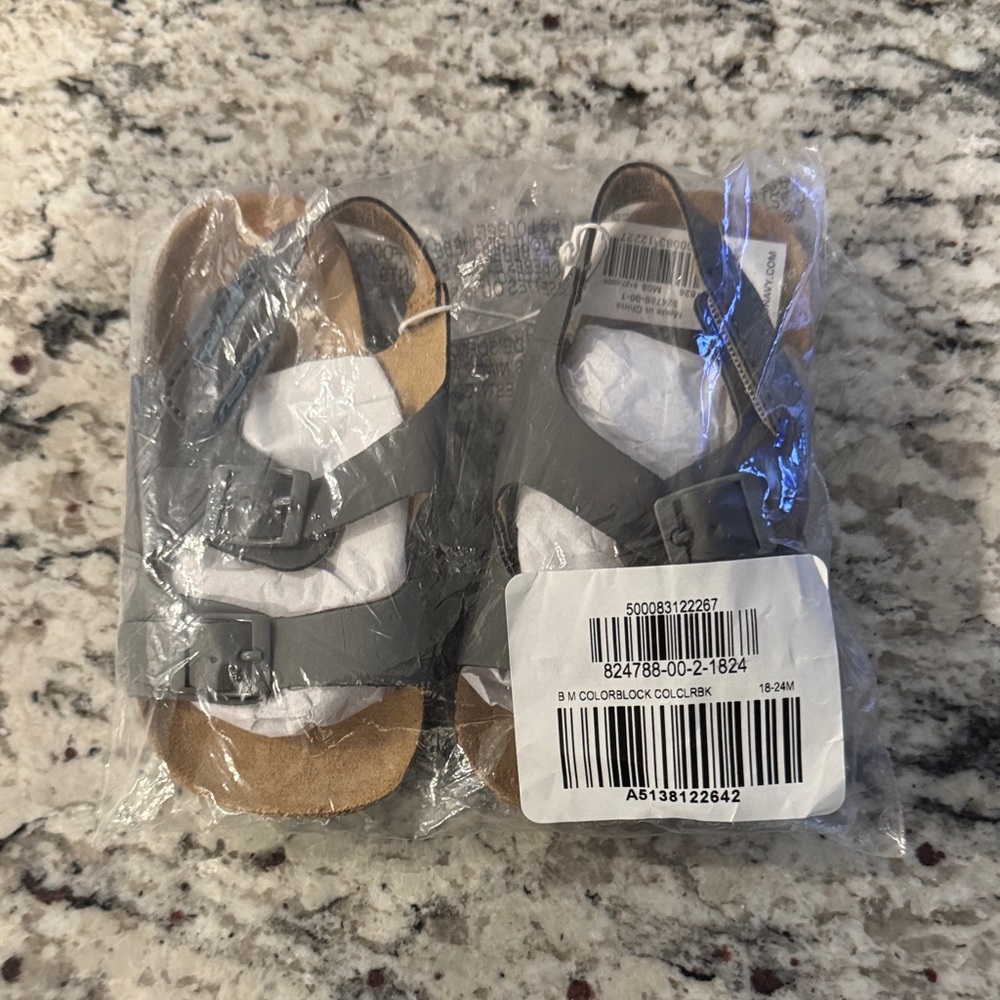 Kids Gray Double Strap Sandals